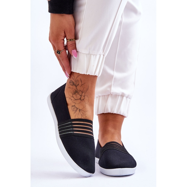 S.Barski Women's Slip-On Textile Sneakers Black Lilis 1