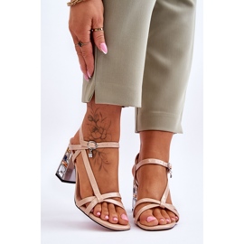 S.Barski Lacquered Sandals On A Decorative Cleat D&amp;A CR-232 Beige 1