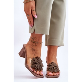 Fashionable Transparent High Heel Slippers S.Barski KV-AP658-1 Brown 1