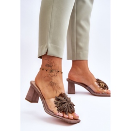 Fashionable Transparent High Heel Slippers S.Barski KV-AP658-1 Brown 2