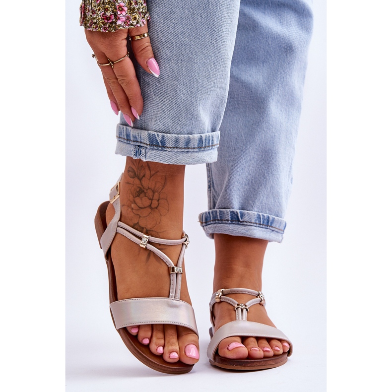 Women's Flat Sandals S.Barski KV-541-120 Gold golden 1 Women's Flat Sandals S.Barski KV-541-120 Gold golden 1