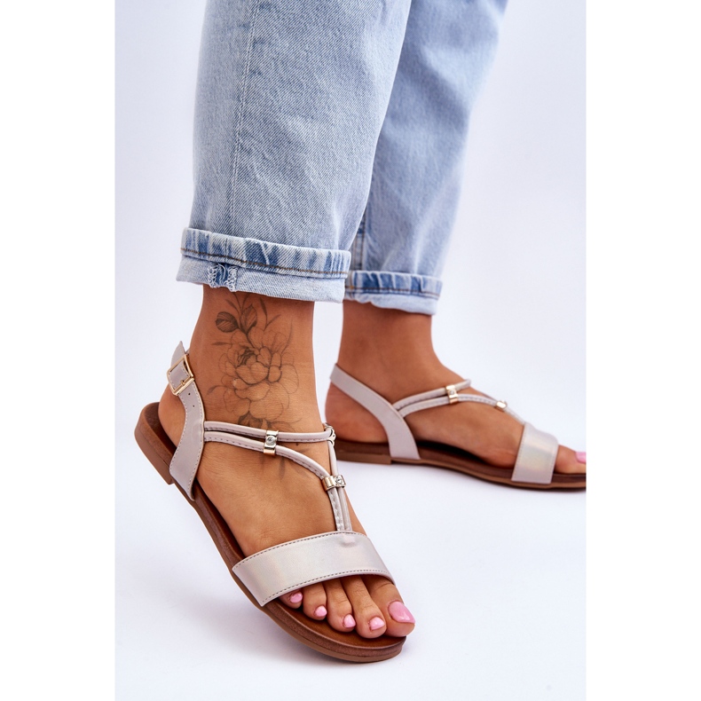 Women's Flat Sandals S.Barski KV-541-120 Gold golden 2 Women's Flat Sandals S.Barski KV-541-120 Gold golden 2