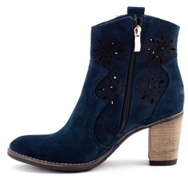 Olivier Openwork high heels Lena navy blue boots 1