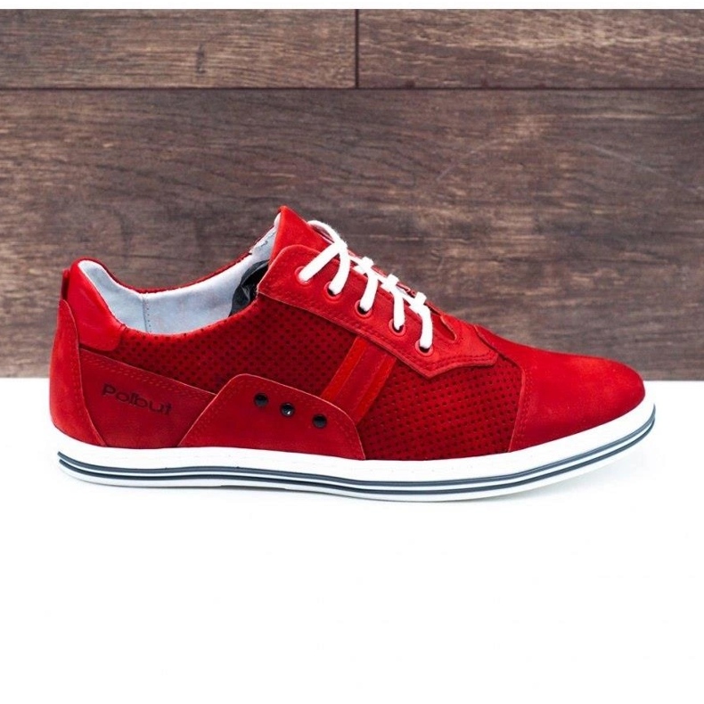 Polbut Casual men's shoes 1801P red nubuck 1