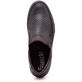 Polbut Men's leather summer shoes 09 black with brown multicolored 1