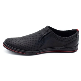 Polbut Men's leather shoes 362 black perforation 1
