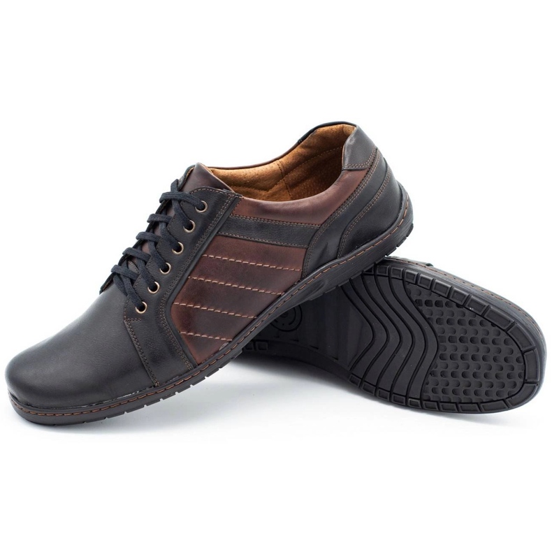 Mario Pala Men's leather shoes 616 black with brown 2