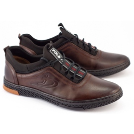 Polbut Casual leather men's shoes K24 brown 1