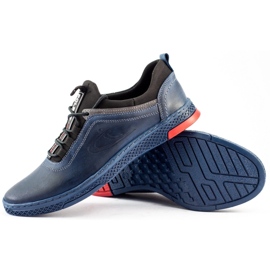 Polbut Men's casual leather K24 navy blue shoes 1