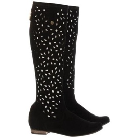 Olivier Women's black openwork boots 1 Olivier Women's black openwork boots 1