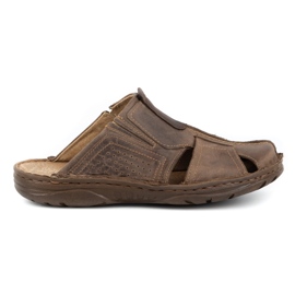 Polbut Men's leather slippers 312 brown 1