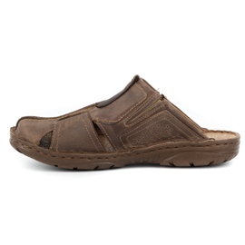 Polbut Men's leather slippers 312 brown 2