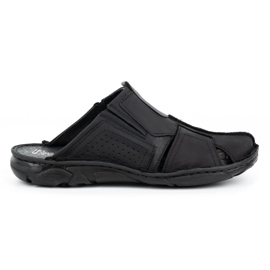 Polbut Men's leather slippers 312 black 1