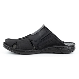 Polbut Men's leather slippers 312 black 2