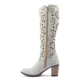 Olivier Openwork boots on the heel of gray grey 1