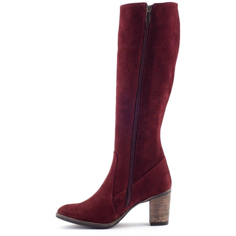 Olivier Women's boots, insulated on the post, maroon red 1