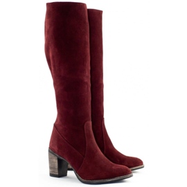 Olivier Women's boots, insulated on the post, maroon red 2