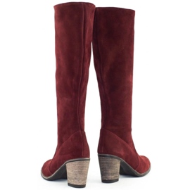 Olivier Women's boots, insulated on the post, maroon red 3