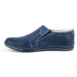 Polbut Men's leather shoes 334 navy blue 1
