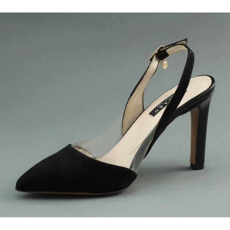 Lizard Black sandals on a high heel 04765 1