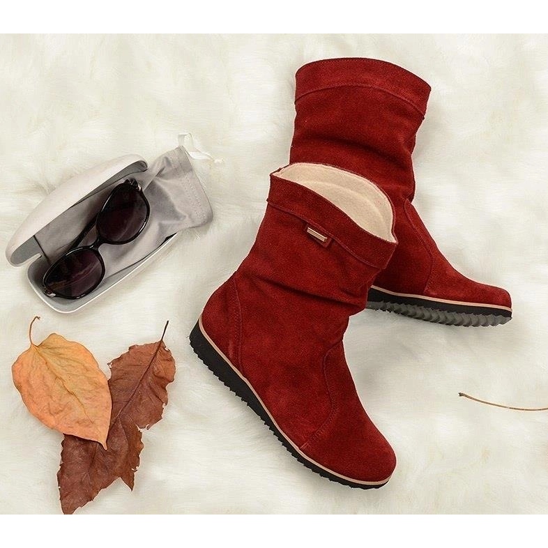Olivier Leather Boots Warmed by Emi Burgundy red 1