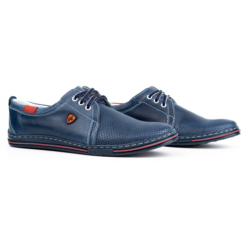 Polbut Leather shoes for men 343, navy blue perforation 1 Polbut Leather shoes for men 343, navy blue perforation 1