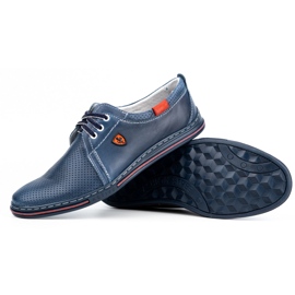 Polbut Leather shoes for men 343, navy blue perforation 2 Polbut Leather shoes for men 343, navy blue perforation 2