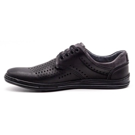 Polbut Leather shoes for men 402 summer black with gray multicolored 2
