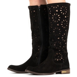 Olivier Women's openwork boots NO, black 2