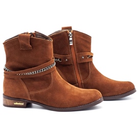 Olivier Women's boots insulated with a chain Luna red orange 2