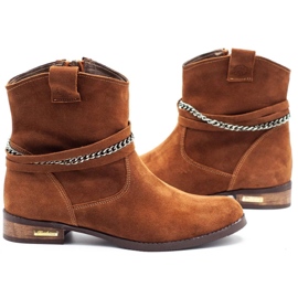 Olivier Women's boots insulated with a chain Luna red orange 5