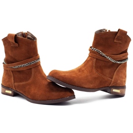Olivier Women's boots insulated with a chain Luna red orange 6