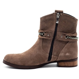 Olivier Women's insulated boots with a chain Luna beige 1