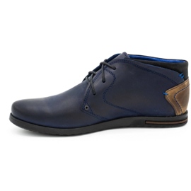 Polbut Men's leather shoes C37SW navy blue 1