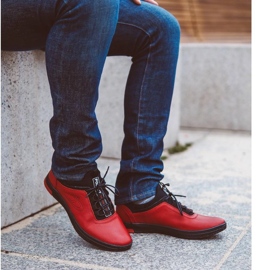 Polbut Red men's leather casual shoes K24 with black underside 1