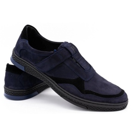 Polbut Men's casual leather shoes 2102 navy blue 7