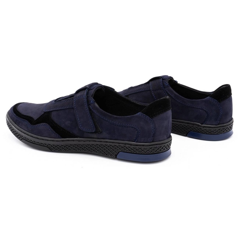 Polbut Men's casual leather shoes 2102 navy blue 1