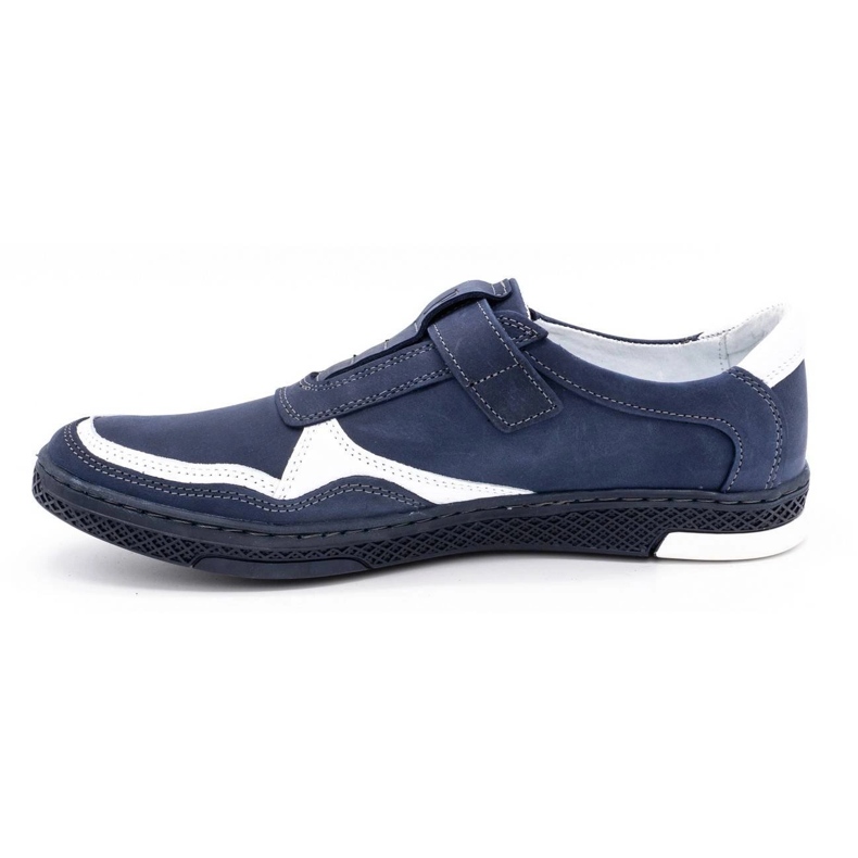 Polbut Men's casual leather shoes 2102 navy blue with white 1 Polbut Men's casual leather shoes 2102 navy blue with white 1