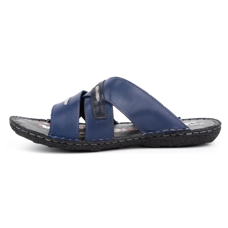 Kampol Men's leather slippers 201/54 navy blue 1
