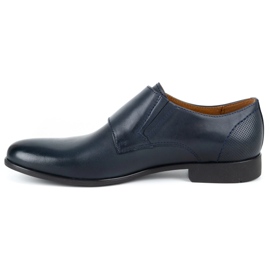Kampol Men's formal monk shoes 341/54 navy blue 1