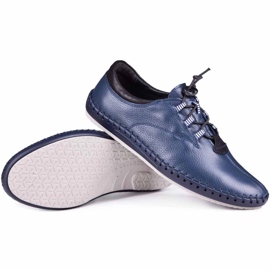 Kampol Men's casual shoes 337/63 navy blue grain 1