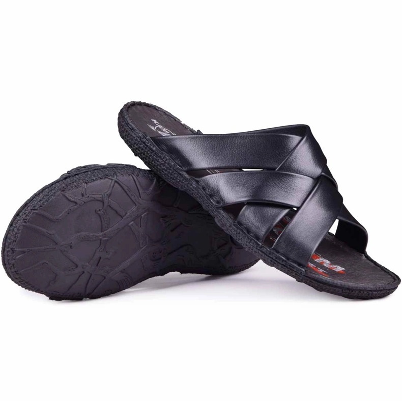 Kampol Men's leather slippers 214/5 black 1