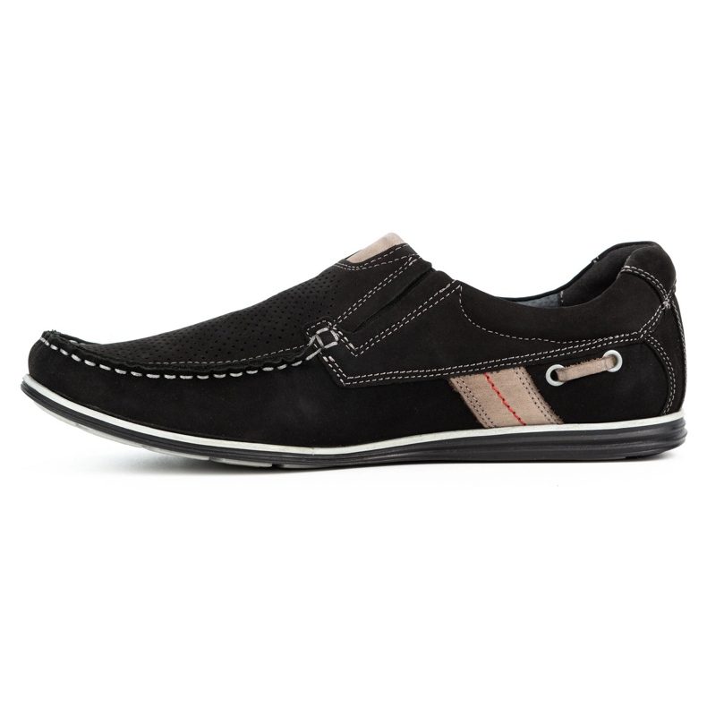 Kampol Men's openwork loafers for summer 53/3 / P black 1