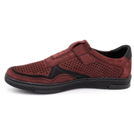 Polbut Men's casual leather shoes 2102L burgundy red 1