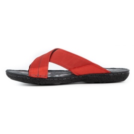 Kampol Men's leather slippers 200 red 1