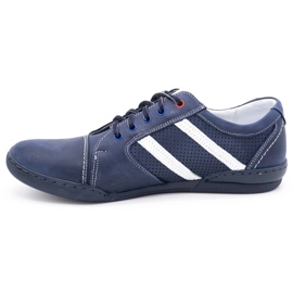 Polbut Men's casual shoes R3 Perforation Navy blue with white 1