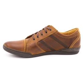 Polbut Casual men's shoes R3 Perforation Camel brown 1