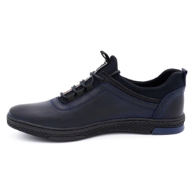 Polbut Men's casual leather shoes K24 dark navy blue 1