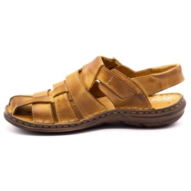 Polbut Men's leather sandals 211 beige 1