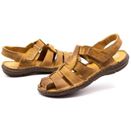 Polbut Men's leather sandals 211 beige 5